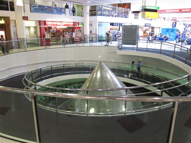 Spiral ramp to our gate at Gatwick