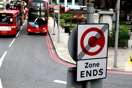 London Congestion Zone Ends Sign