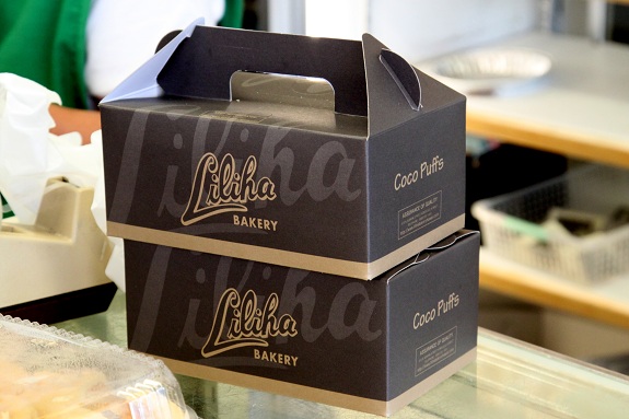 Take-out boxes from Liliha Bakery Hawaii