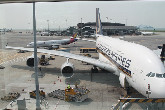 Singapore Airlines A380 at HGK