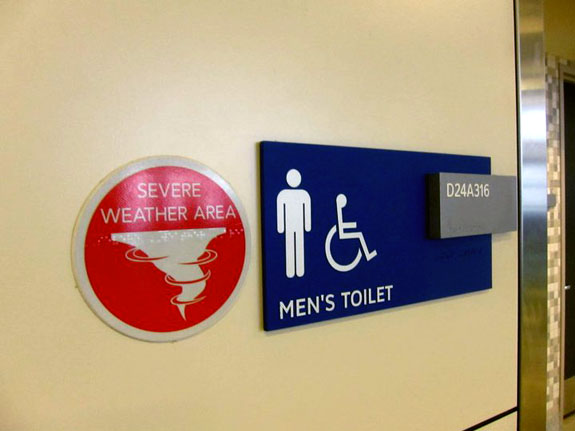 Dallas Ft Worth Severe Weather Mens Room Sign