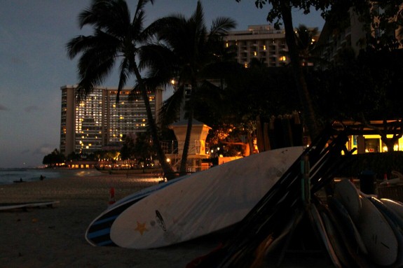 Surfboards at Dawn at Waikiki